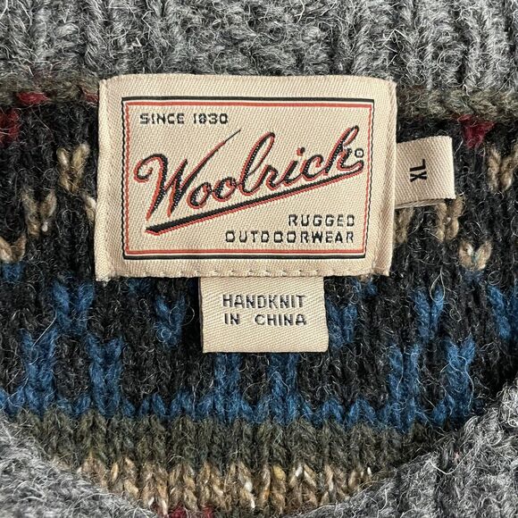 Woolrich Sweater Wool Silk Handknit Nordic Pullover Mens XL - Picture 3 of 7